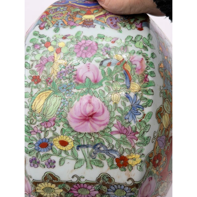 Chinese Famille Rose Medallion Lidded Melon Jar Rare Matching Pair 12" Tall For Sale - Image 16 of 16