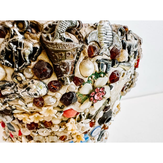 Metal Vintage Memory Ware Clay Sculptural Planter Pot For Sale - Image 7 of 12