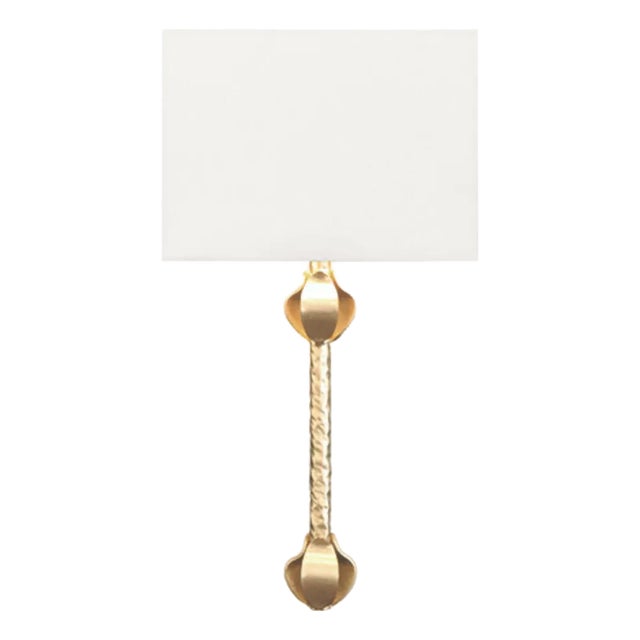 Matthew Izzo Home Linda Flush Iron Wall Sconce in Gold With Shade For Sale