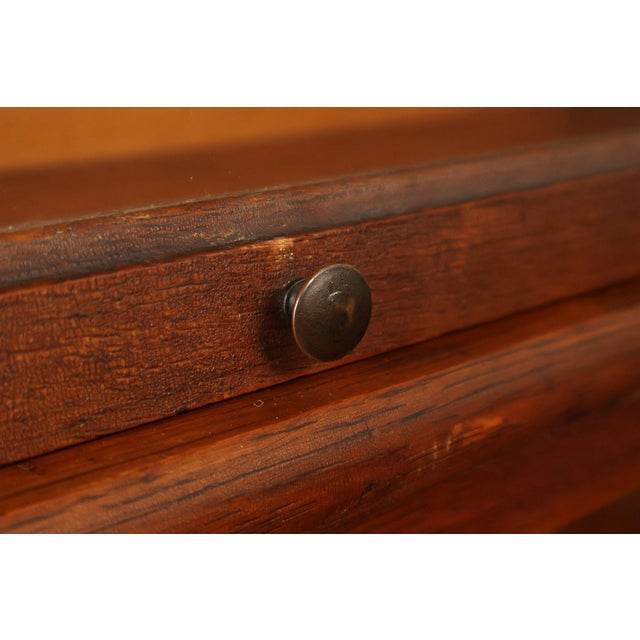 Wood Macey Antique Oak Three Section Barrister Bookcase For Sale - Image 7 of 18