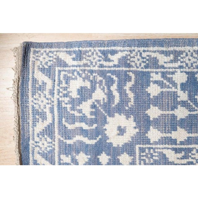 8x10 Blue Hand-Knotted Wool Bamboo Silk Framed Floral Garden Geometric Carpet For Sale - Image 10 of 13