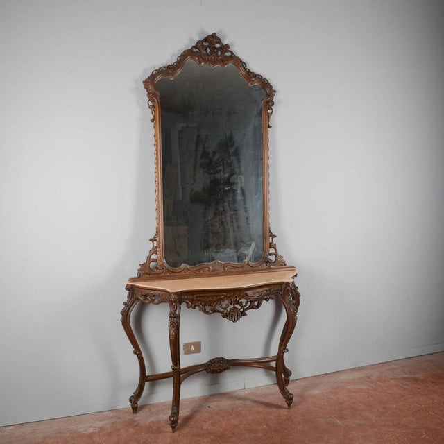 Console with Carved Mirror, 1950s For Sale - Image 3 of 9