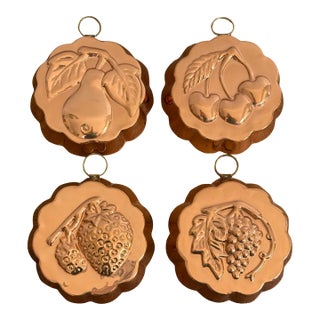 Vintage Fruit Copper Molds, Set of 4 For Sale