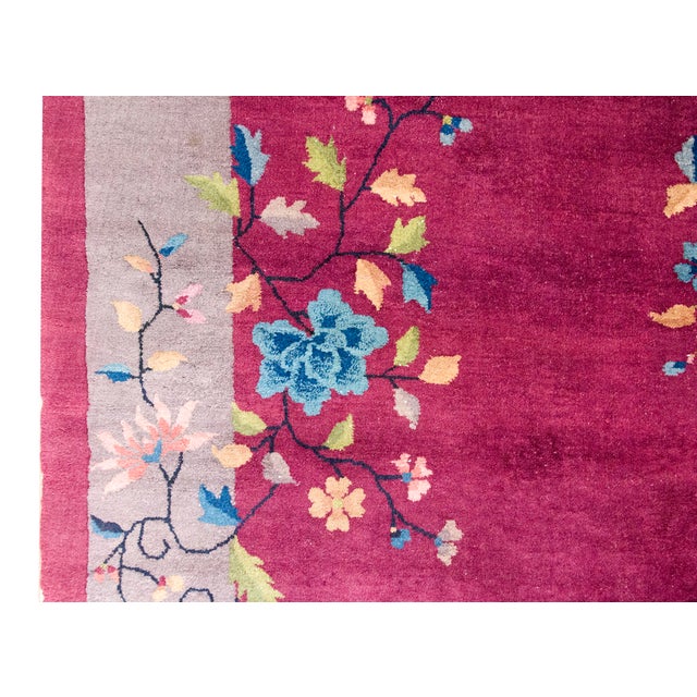 Magenta Early 20th Century Chinese Art Deco Rug For Sale - Image 8 of 13