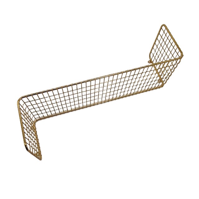 Gold Wall Shelf with Metal Mesh, 1970s For Sale - Image 10 of 10