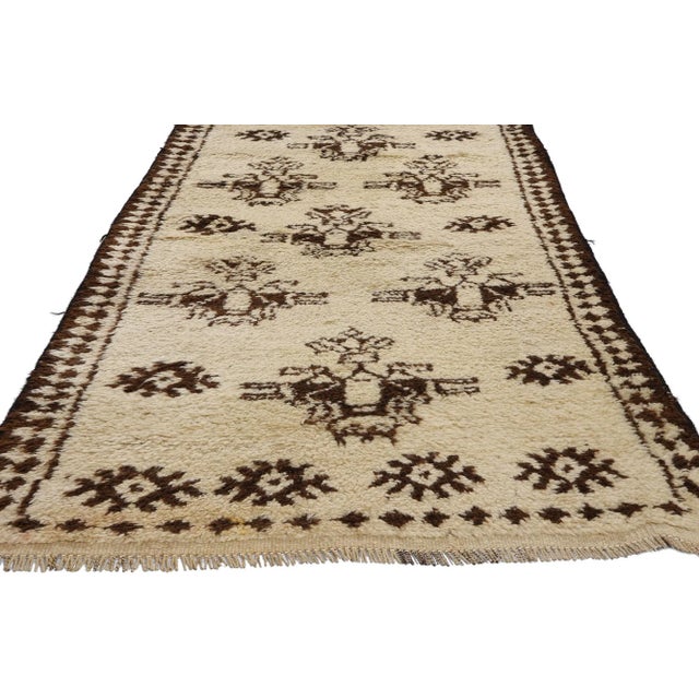 Neutral Vintage Kurdish Rug Runner, -03'04 X 14'06 For Sale - Image 4 of 9