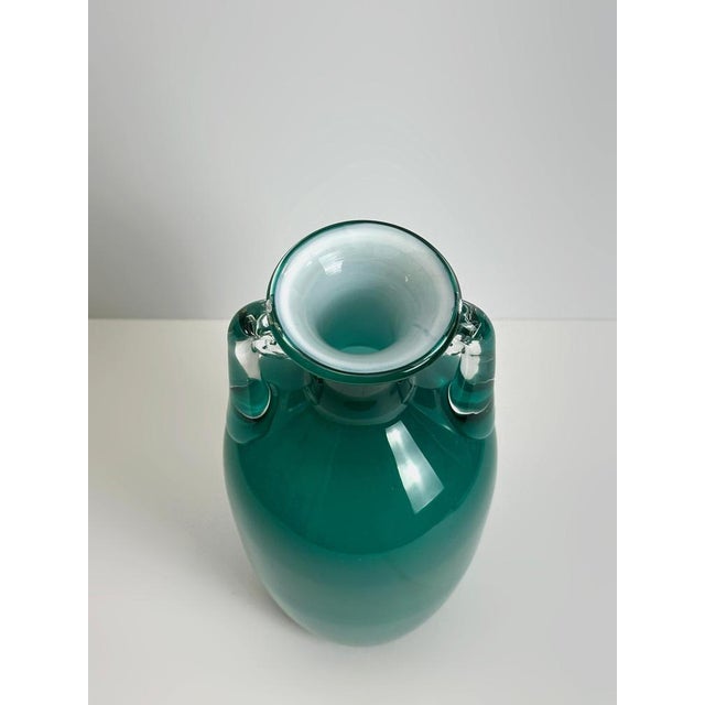 Turquoise Glass Amphora Vase by Jerzy Słuczan-Orkusz, Poland, 1980s For Sale - Image 6 of 11