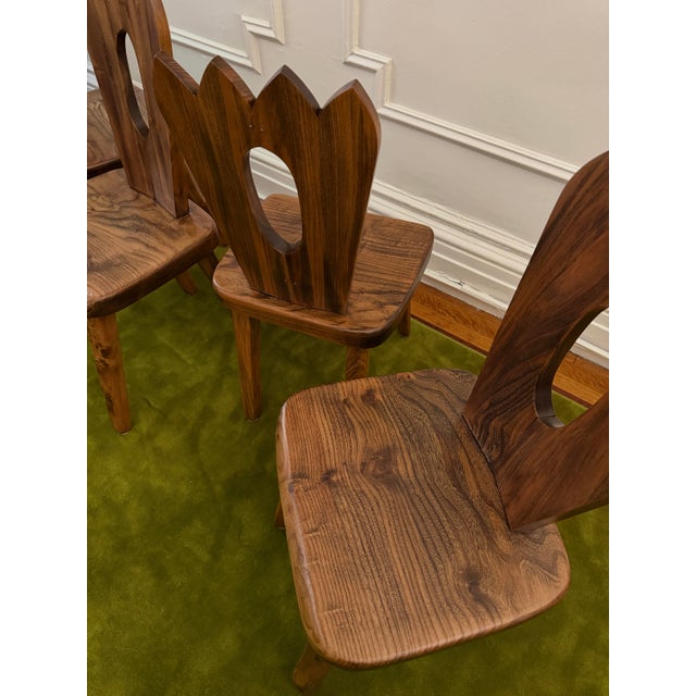 Brown Rare Burled Mid 20th Century Olavi Hanninen Atributed Crown Chairs- Set of Four For Sale - Image 8 of 12