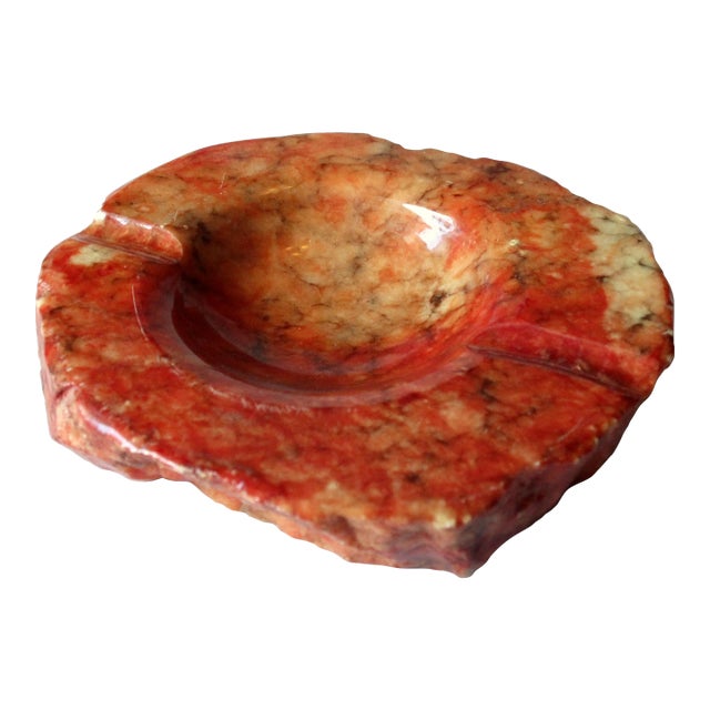 Handcarved Italian Alabaster Ashtray, Vintage From the 1970s For Sale