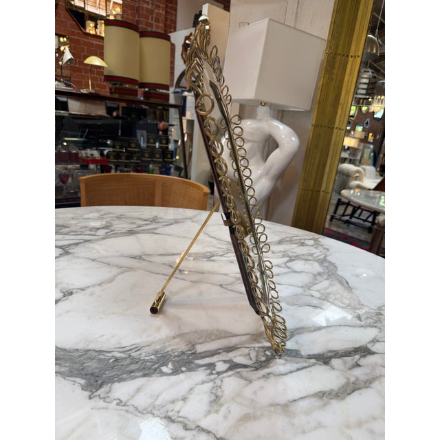Brass 1950's Brass Table/Vanity Mirror With Looped Wire Frame For Sale - Image 8 of 8