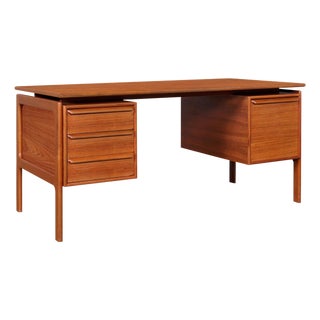 Danish Modern Floating Top Teak Executive Desk by g.v. Mobler For Sale