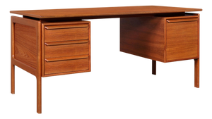 Danish Modern Floating Top Teak Executive Desk by g.v. Mobler