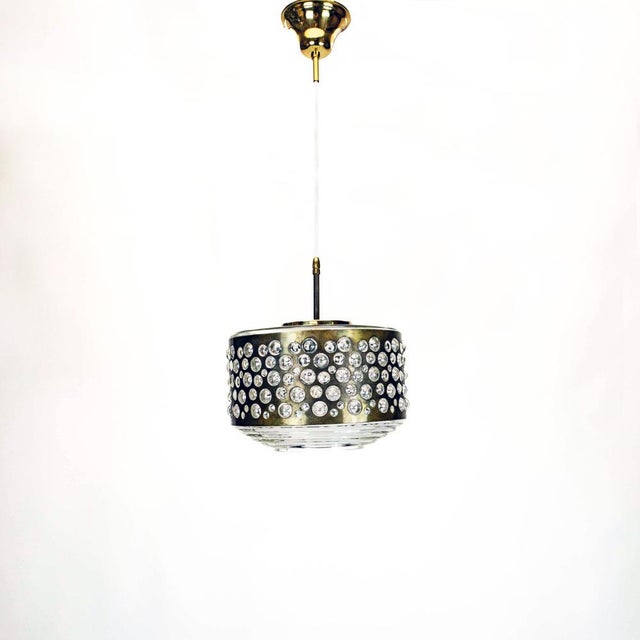 Gold Large Pendant Lamp with Brass and Glass by Rupert Nikoll, 1950s For Sale - Image 8 of 8