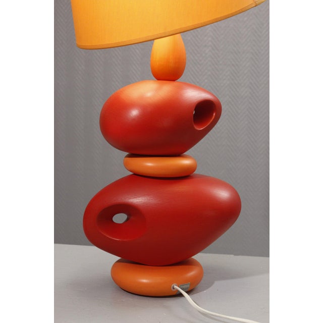 1980s Large Orange Ceramic Table Lamp by Louis Drimmer, 1980s For Sale - Image 5 of 16