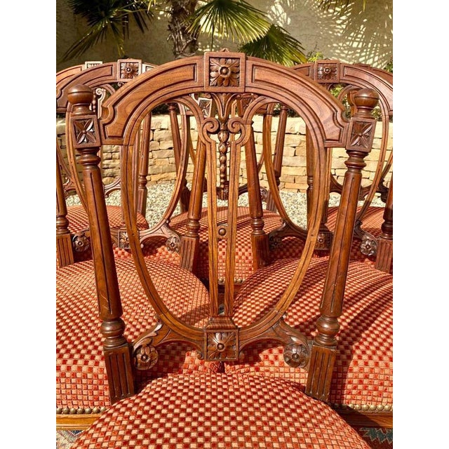 Louis XVI Style Walnut Chairs, 19th Century, Set of 6 For Sale - Image 5 of 12