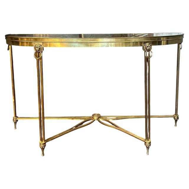 Large French Brass Demi-Lune Console Table, 1960 For Sale - Image 17 of 17
