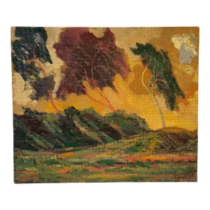 Mid 20th Century Monterey California Landscape Expressionist Oil on Board, Framed & Signed