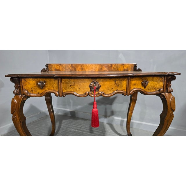 Burr Walnut Dressing Side Table, 1880s For Sale - Image 4 of 13