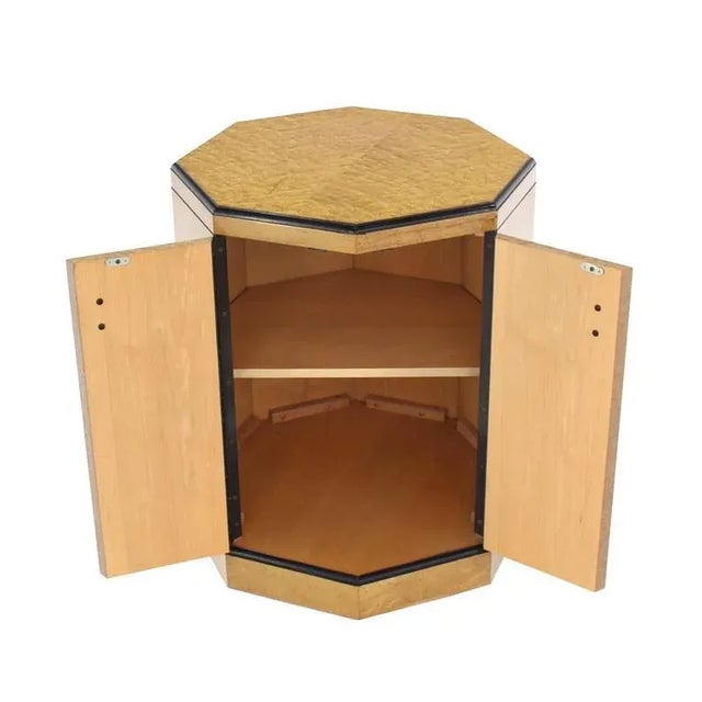 Two doors storage compartment octagon shape side table or pedestal perfect art work display.