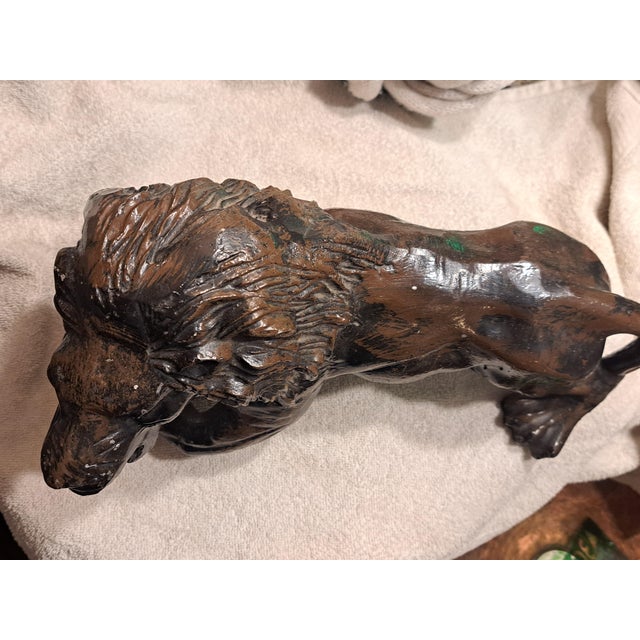1960s Midcentury Bronze Lion Sculpture Vintage For Sale - Image 6 of 8