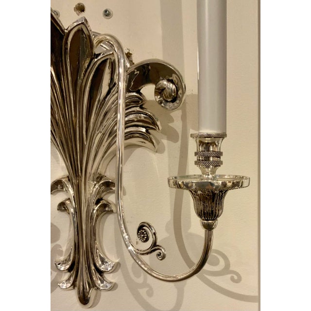 Myran Allan Luxury Lighting Neoclassical Style Antique Silver Finished Bronze Wall Sconces Pair For Sale - Image 4 of 7