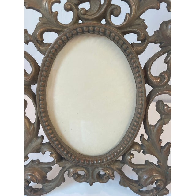 Hollywood Regency Antique Brass Picture Frame For Sale - Image 3 of 7