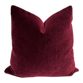Large 24" Burgundy Mohair Pillow For Sale