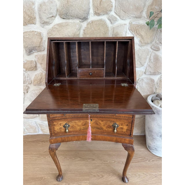 Vintage Walnut Lockable Desk with Drawers, 1890s For Sale - Image 13 of 14
