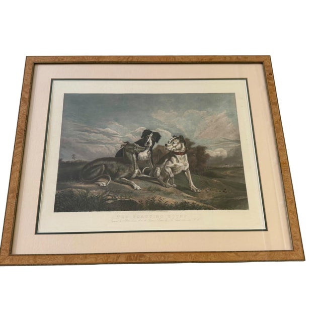 Victorian Mid 19th Century Victorian Hand-Colored Engraving "The Boasting Hound" After Sir Edwin Landseer in Burlwood Gallery Frame For Sale - Image 3 of 8