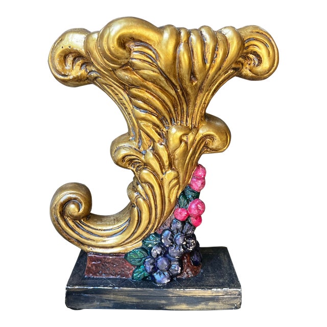 1970s Hollywood Regency Gold Chalkware Vase For Sale