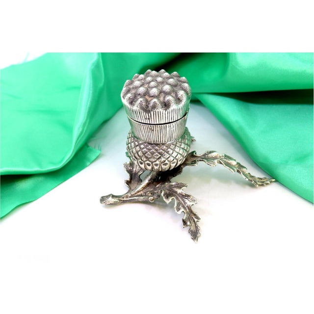 Silver Silver Toothpick Holder with Cut-Out Leaf Applications For Sale - Image 8 of 9