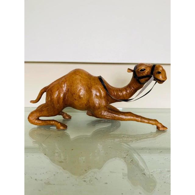 Vintage 18” Moroccan Leather Wrapped Camel For Sale - Image 9 of 9