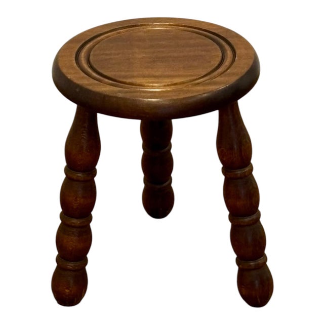 Rustic French Stool in Mahogany, 1920 For Sale - Image 6 of 6