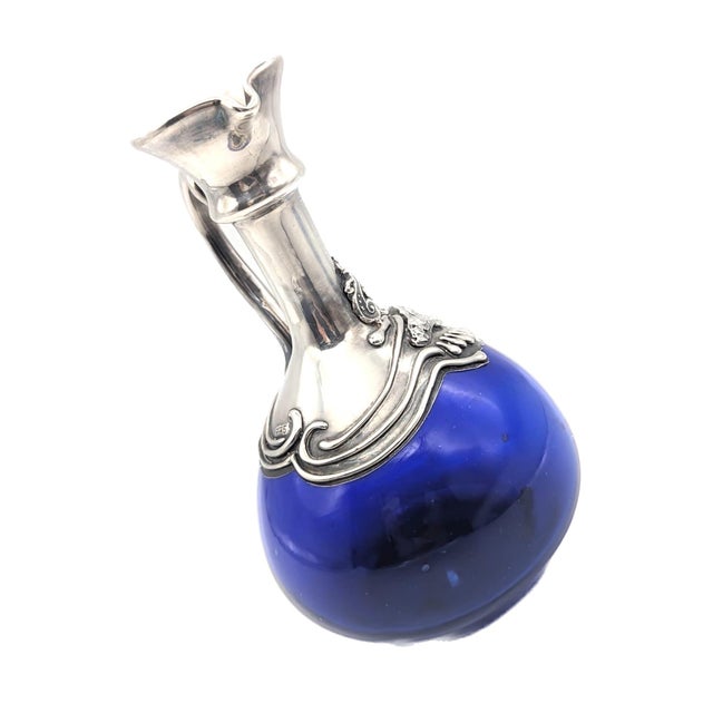 Vintage Israeli Blown Glass & Sterling Silver Carafe Pitcher For Sale In Miami - Image 6 of 11