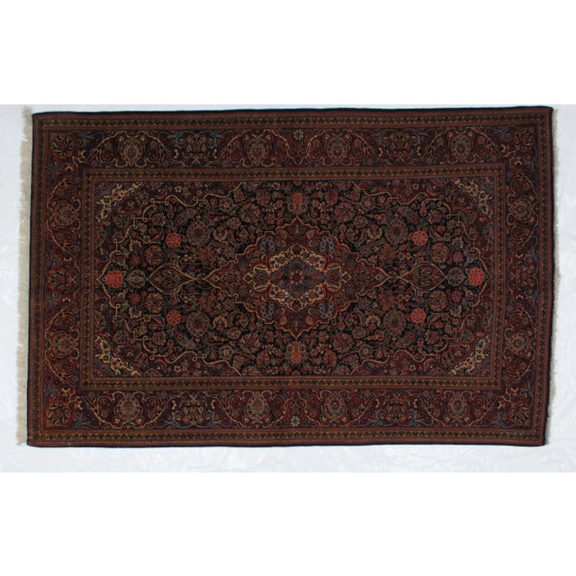 This masterpiece is a Kork wool pile genuine hand woven exceptionally fine antique Persian Kashan in mint condition. The...