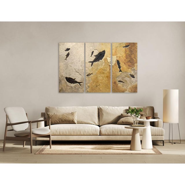 Contemporary Fossil Fish Triptych 8006abc For Sale - Image 3 of 8