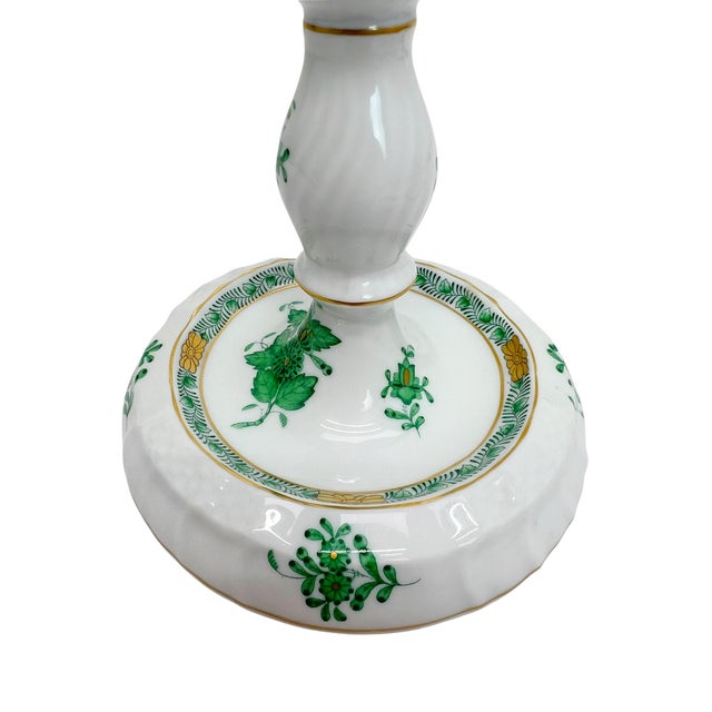 Handpainted Apponyi Green 7915 Double Candleholder from Herend, Hungary, 1960s For Sale - Image 6 of 10