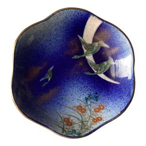 Rare Meiji-Era Japanese Fukagawa Koransha Porcelain Bowl – Cobalt Blue With Flying Geese, Marked