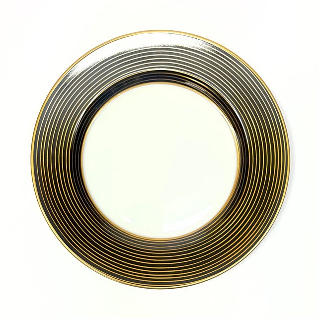 Pristine Black & Gold Rimmed ‘Rondelle’ Side Plates by Fritz & Floyd Circa 1979 -Set of 8 For Sale In Miami - Image 6 of 8