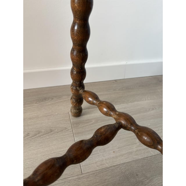 Antique French Wood Stool with Turned Legs, 1950s For Sale - Image 9 of 10