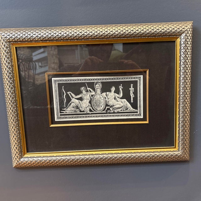 Neoclassical 19th‑Century Neoclassical Engravings in Gilt Woven Frames - a Pair For Sale - Image 3 of 7