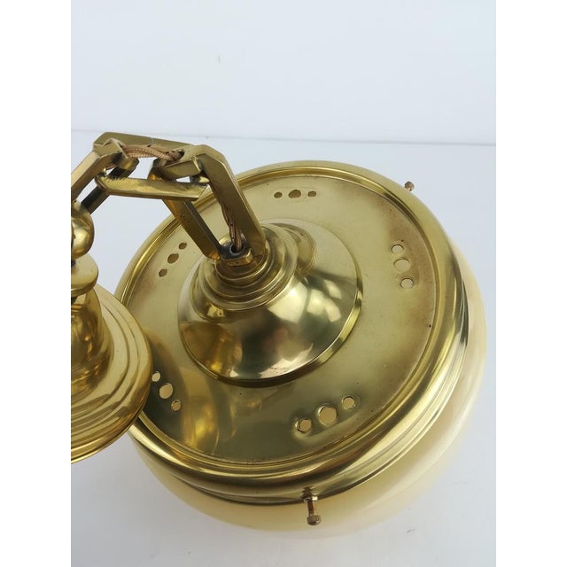1940s Glass and Brass Ceiling Lamp, Germany, 1930s For Sale - Image 5 of 8
