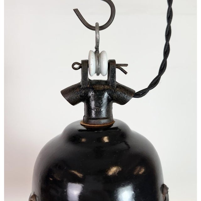 1930s Industrial Bauhaus Black Enamel Pendant Lamp, 1930s For Sale - Image 5 of 18