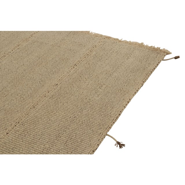 2010s Rug & Kilim’s Contemporary Kilim in Solid, Sandy Beige-Brown Panel Woven Style For Sale - Image 5 of 8