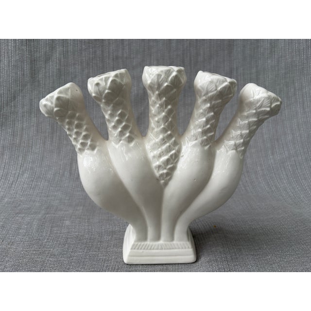Vintage White Five Finger Vase For Sale - Image 10 of 16