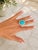 Antique 18k Gold Turquoise & Diamond Halo Ring, Size 6.75 For Sale - Image 12 of 12