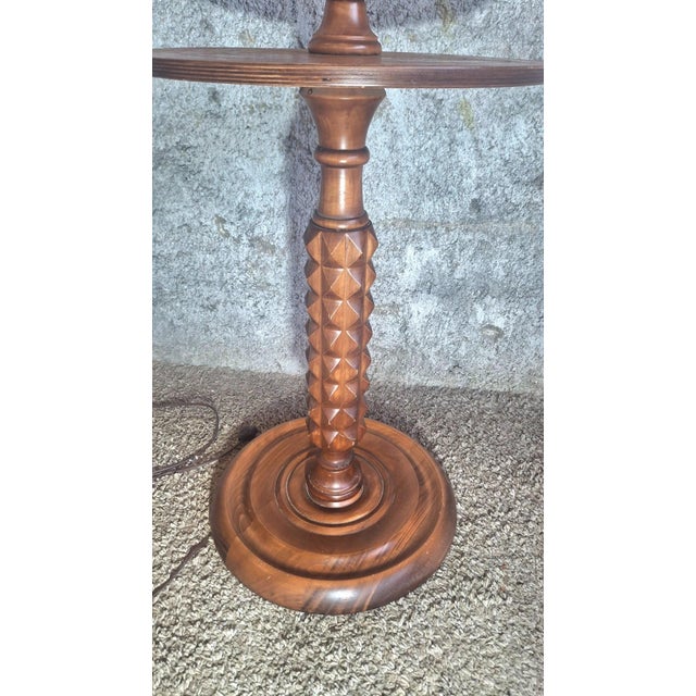 Louis XIII Floor Lamp with Integrated Table in Turned Wood, 1950s For Sale - Image 4 of 7