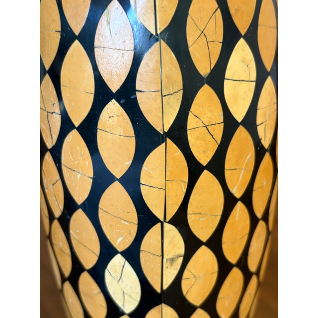 Postmodern R&y Augousti Coconut Shell Marquetry Vase — Sculptural Ovoid, Paris For Sale - Image 3 of 8
