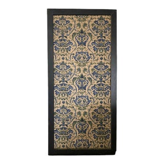 Vintage Hand Screen Damask Fabric & Wooden Screen For Sale