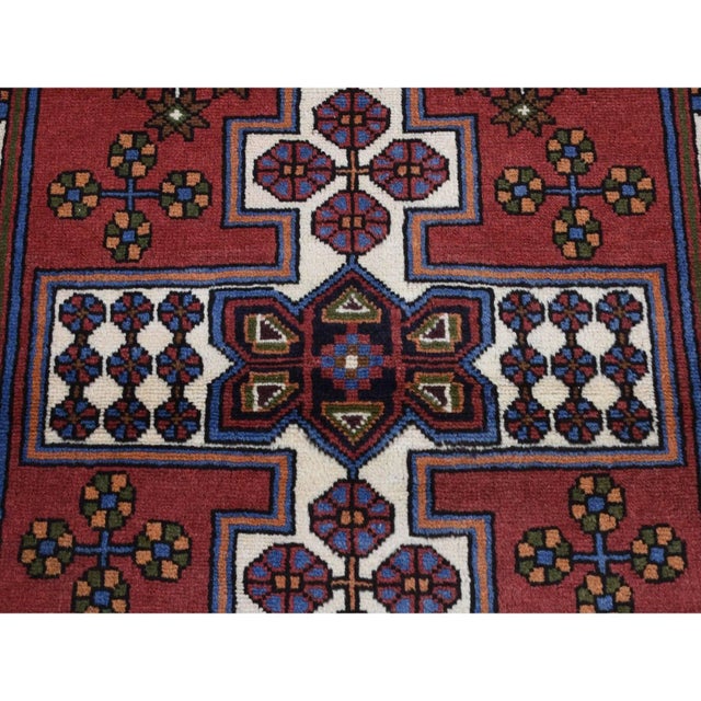 Textile 1960 Alabama Crimson Red Vintage Bohemian Persian Hamadan Pure Wool Hand Knotted Rug For Sale - Image 7 of 9